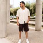 Πουκάμισο πλεκτό μπεζ κοντομάνικο σε oversized γραμμή - Image 8