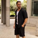 Πουκάμισο πλεκτό μαύρο κοντομάνικο σε oversized γραμμή - Image 5