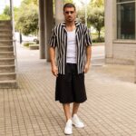 Βερμούδα μαύρη baggy με ζώνη σε oversized γραμμή - Image 4