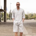 Πουκάμισο γκρι 3/4 μανίκι με βερμούδα σε oversized γραμμή - Image 3