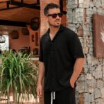 Πουκάμισο μαύρο πλεκτό σε άνετη γραμμή - Image 3