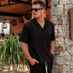 Πουκάμισο μαύρο πλεκτό σε άνετη γραμμή - Image 4