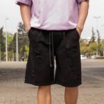 Βερμούδα μαύρη τζιν σε άνετη γραμμή