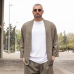 Set κιμονό με παντελόνι χακί λινό σε κανονική γραμμή - Image 3
