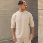 Set T-shirt με βερμούδα μπεζ σε oversized γραμμή - Image 6