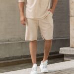 Set T-shirt με βερμούδα μπεζ σε oversized γραμμή - Image 5