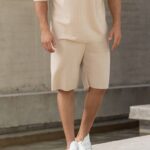 Set T-shirt με βερμούδα μπεζ σε oversized γραμμή - Image 7