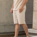 Set T-shirt με βερμούδα μπεζ σε oversized γραμμή - Image 8