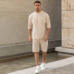 Set T-shirt με βερμούδα μπεζ σε oversized γραμμή - Image 2