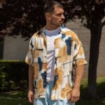 Πουκάμισο κοντομάνικο εμπριμέ σε oversized γραμμή