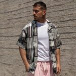 Πουκάμισο κοντομάνικο ασπρόμαυρο σε oversized γραμμή
