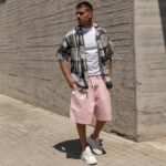Πουκάμισο κοντομάνικο ασπρόμαυρο σε oversized γραμμή - Image 4