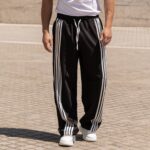 Φόρμα  μαύρη με κουμπιά baggy σε oversized γραμμή