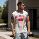 T-shirt αμάνικο λευκό σε oversized γραμμή