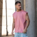 T-shirt αμάνικο ροζ σε oversized γραμμή - Image 2