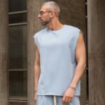 T-shirt αμάνικο σε σιελ