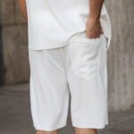 Set T-shirt με βερμούδα λευκή  σε oversized γραμμή - Image 8