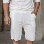 Set T-shirt με βερμούδα λευκή  σε oversized γραμμή - Image 6