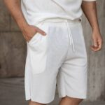 Set T-shirt με βερμούδα λευκή  σε oversized γραμμή - Image 7