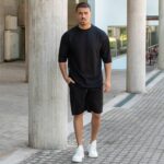 Set T-shirt με βερμούδα μαύρο σε oversized γραμμή - Image 2