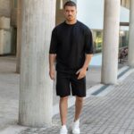 Set T-shirt με βερμούδα μαύρο σε oversized γραμμή