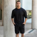Set T-shirt με βερμούδα μαύρο σε oversized γραμμή - Image 3