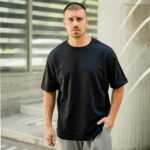 T-shirt μπλούζα γκρι σκούρο σε άνετη γραμμή