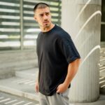 T-shirt μπλούζα γκρι σκούρο σε άνετη γραμμή - Image 4
