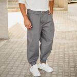 Παντελόνι γκρι με λάστιχο σε oversized γραμμή - Image 2