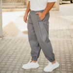 Παντελόνι γκρι με λάστιχο σε oversized γραμμή - Image 3