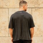 T-shirt μπλούζα γκρι-λαδι σε άνετη γραμμή - Image 3