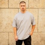 T-shirt μπλούζα γκρι σε oversized γραμμή
