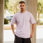 T-shirt μπλούζα λιλά σε oversized γραμμή