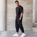 Σετ T-shirt μαύρο & παντελόνι japanese σε oversized γραμμή - Image 3