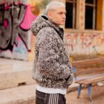 Ζακέτα fleece μαύρο-γκρι σε oversized γραμμή - Image 2