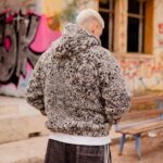 Ζακέτα fleece μαύρο-γκρι σε oversized γραμμή - Image 3