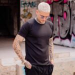 T-shirt μπλούζα μαύρη με λάστιχο σε κανονική γραμμή