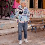 Ζακέτα fleece graffity λευκή σε oversized γραμμή - Image 4
