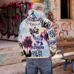 Ζακέτα fleece graffity λευκή σε oversized γραμμή - Image 3
