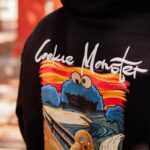 Φούτερ cookie monster μαύρη με κουκούλα σε oversized γραμμή - Image 2