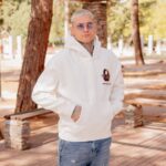 Φούτερ με στάμπα authentic λευκό με κουκούλα σε oversized γραμμή - Image 3