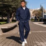 Σετ Jean πουκάμισο & παντελόνι μπλε σε άνετη γραμμή
