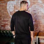 T-shirt μπλούζα 3/4 μανίκι μαύρη σε άνετη γραμμή - Image 4