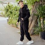 Σετ φόρμα & φούτερ με φερμουάρ κοτλέ μαύρο σε oversized γραμμή - Image 3
