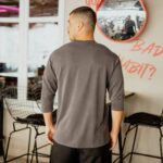T-shirt μπλούζα 3/4 μανίκι γκρι σε άνετη γραμμή - Image 5