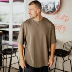 T-shirt μπλούζα χακί σε oversized γραμμή - Image 3