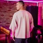 T-shirt μπλούζα boxy ροζ σε oversized γραμμή - Image 5