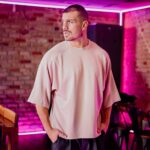 T-shirt μπλούζα boxy ροζ σε oversized γραμμή - Image 3
