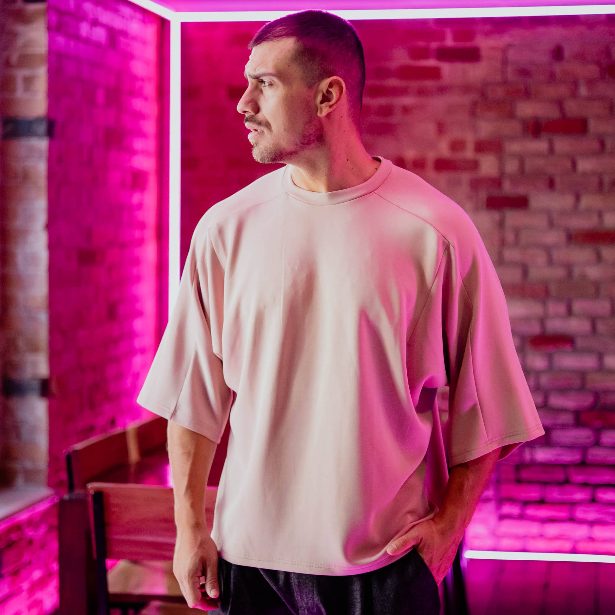 Νέο έργο (83) T-shirt μπλούζα boxy ροζ σε oversized γραμμή - Image 1